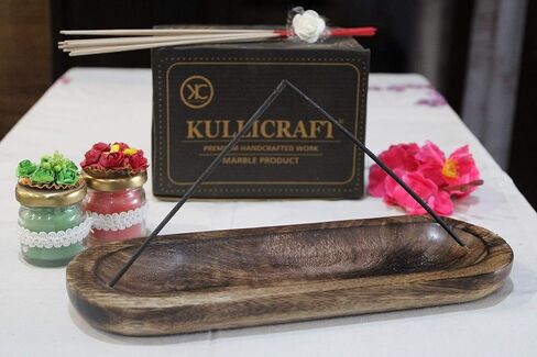Incense Burner Or Incense Stick Holder - Incense Tray Wooden Ash Catcher - Handmade Mango Wood Incense Stand for Gifting. Modern Home Decor in Kuwait