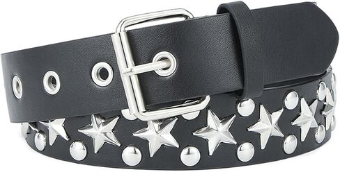 Rock Star Rivet Belt PU Leather Punk Studded Belt for Women Men Gothic Belt for Jeans Pants in Saudi Arabia