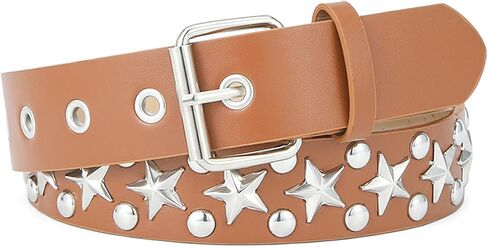 Rock Star Rivet Belt PU Leather Punk Studded Belt for Women Men Gothic Belt for Jeans Pants in Saudi Arabia