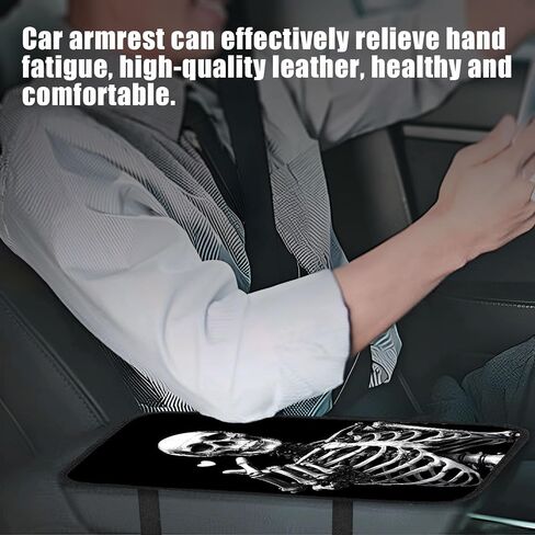 Center Console armrest pad Cover,armrest car seat,7.5"x12.6" Cute Printing armrest Box pad，Protect The Central armrest Box, Suitable for Most car Interior Accessories (Skull) in Saudi Arabia