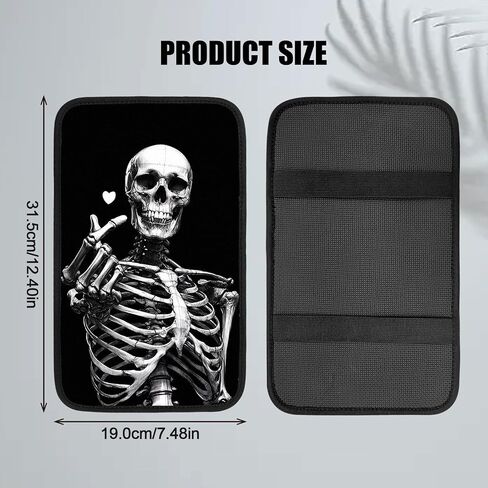 Center Console armrest pad Cover,armrest car seat,7.5"x12.6" Cute Printing armrest Box pad，Protect The Central armrest Box, Suitable for Most car Interior Accessories (Skull) in Saudi Arabia