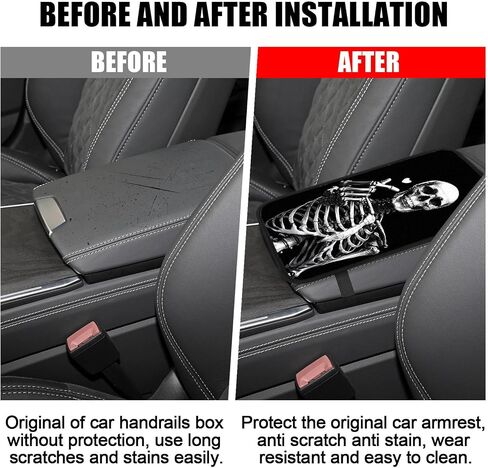Center Console armrest pad Cover,armrest car seat,7.5"x12.6" Cute Printing armrest Box pad，Protect The Central armrest Box, Suitable for Most car Interior Accessories (Skull) in Saudi Arabia