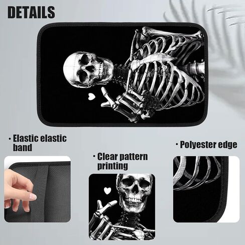 Center Console armrest pad Cover,armrest car seat,7.5"x12.6" Cute Printing armrest Box pad，Protect The Central armrest Box, Suitable for Most car Interior Accessories (Skull) in Saudi Arabia