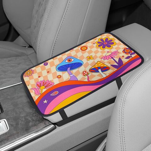 Center Console armrest pad Cover,armrest car seat,7.5"x12.6" Cute Printing armrest Box pad，Protect The Central armrest Box, Suitable for Most car Interior Accessories (Skull) in Saudi Arabia