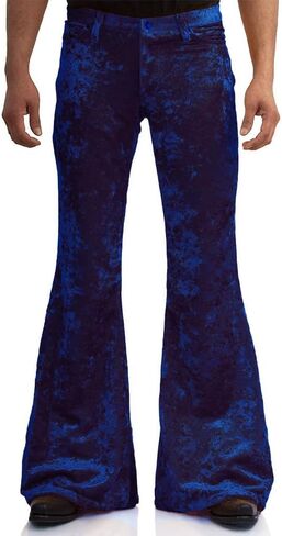 Mens Bell Bottom Velvet Pants 60s 70s Disco Outfits for Men Vintage Flared Jeans in Saudi Arabia