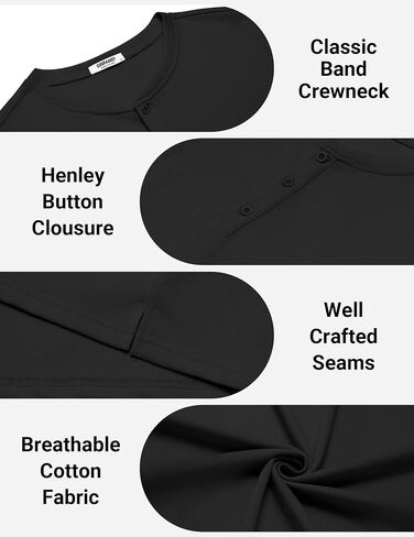 COOFANDY Mens Cotton Henley T-Shirts Short Sleeve Button Casual Basic Tees Work Shirts with Split Side in Saudi Arabia