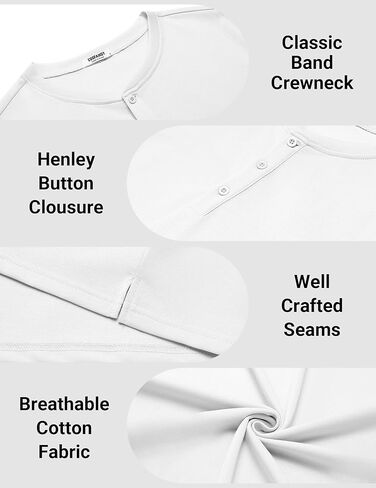 تي شيرت رجالي من القطن من COOFANDY بأكمام قصيرة وأزرار كاجوال وقمصان عمل أساسية مع فتحة جانبية in Kuwait