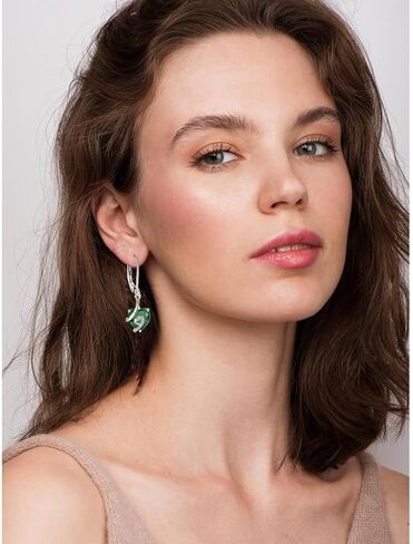 Women Love Heart Dangle Earrings 925 Sterling Silver Birthstone Heart Leverback Drop Earrings 5A Cubic Zirconia Jewelry in Kuwait