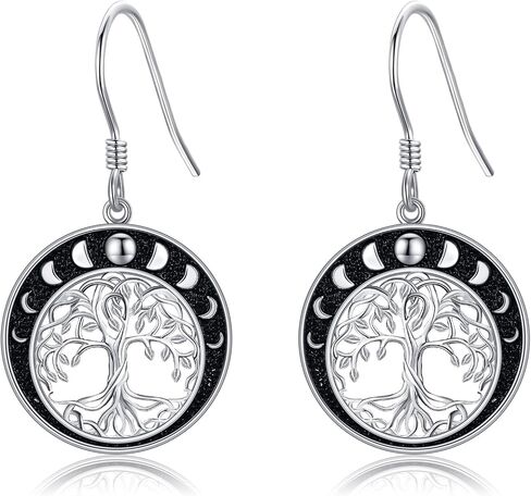 POPLYKE Celtic Tree of Life Earrings for Women Sterling Silver Family Tree Abalone Shell/Volcano Crystal Dangle Earrings Jewelry in Saudi Arabia