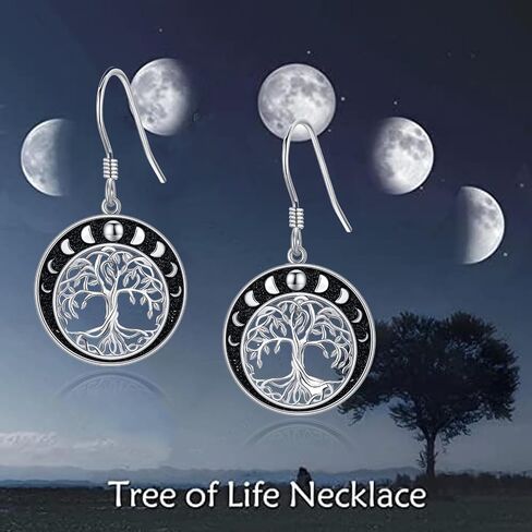 POPLYKE Celtic Tree of Life Earrings for Women Sterling Silver Family Tree Abalone Shell/Volcano Crystal Dangle Earrings Jewelry in Saudi Arabia