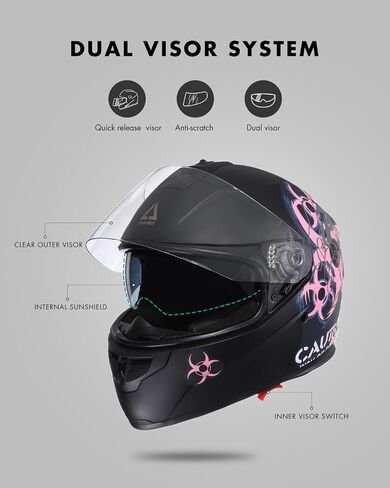 TRIANGLE Dual Visor Motorcycle Helmet Full Face Helmets with Tinted sunshield DOT Approved in Kuwait