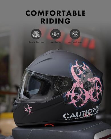 TRIANGLE Dual Visor Motorcycle Helmet Full Face Helmets with Tinted sunshield DOT Approved in Kuwait