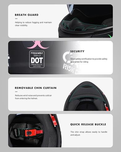 TRIANGLE Dual Visor Motorcycle Helmet Full Face Helmets with Tinted sunshield DOT Approved in Kuwait