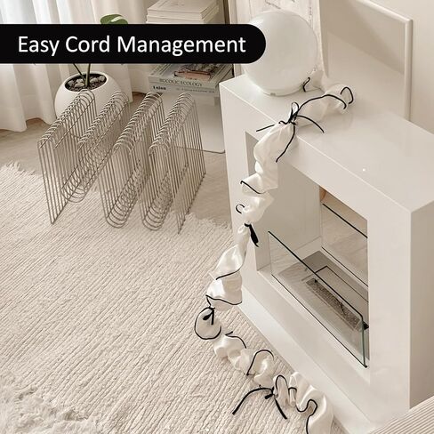 Kamang Silver Fabric Cord Cover with Black Ribbons (2 Packs 9Ft long) Wire Cord Cover for Lamp Lighting, Electirc Wire Protector, Extension Cord Management, Fabric Wire Cord Cover for Desk Arrangement in Saudi Arabia
