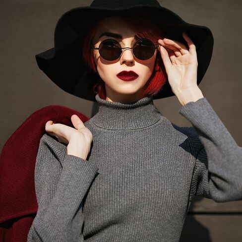 Sunier Round Sunglasses Men Women Shades Polarized Hippie Lennon Retro Circle UV400 Sun Glasses in Kuwait