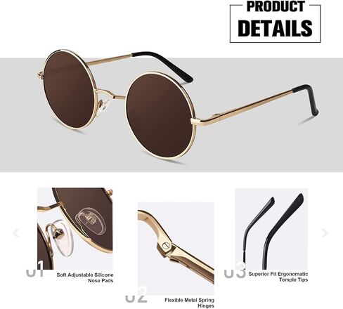 Sunier Round Sunglasses Men Women Shades Polarized Hippie Lennon Retro Circle UV400 Sun Glasses in Kuwait
