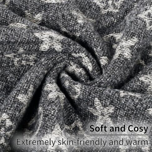 HH HOFNEN Women's Scarf Pashmina Shawls Winter Soft Warm Wraps Cashmere Feel Blanket Vintage Jacquard Style in Kuwait