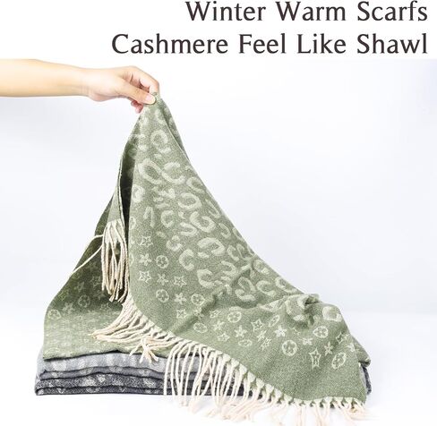 HH HOFNEN Women's Scarf Pashmina Shawls Winter Soft Warm Wraps Cashmere Feel Blanket Vintage Jacquard Style in Kuwait