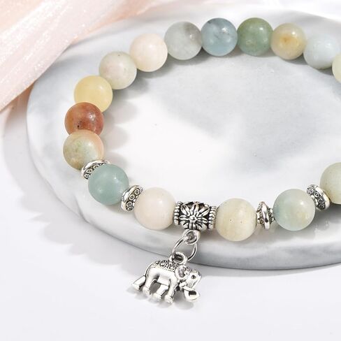 احصل على هدايا جيدة للنساء أساور مطرزة بالفيل هدايا تحفيزية سوار أمازونيتي للنساء ابنة حفيدة ابنة أخت in Kuwait