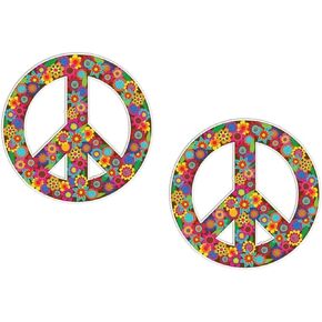 WSQ Peace Sign Floral Hippie 2-Pack | 4 Inch Each Vinyl Sticker Decal for Car Truck SUV Van Window Bumper Wall Laptop Tablet Cup Tumbler and Any Smooth Surface
