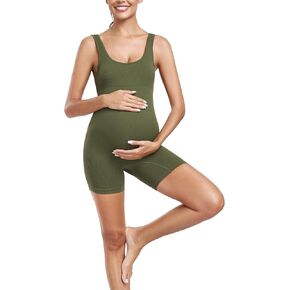 EastElegant Maternity Seamless Yoga Jumpsuits Women's One Piece Workout Bodysuits Ribbed Square Neck Romper