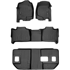 SMARTLINER Custom Fit Floor Mats 3 Row Liner Set Black for 2007-2014 Chevrolet Suburban/GMC Yukon XL and Denali XL