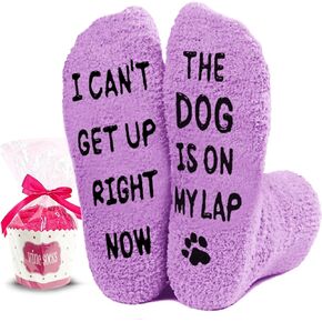 Dog Lovers Birthday Gifts for Women Funny Cupcake Dog Socks Warm Fuzzy Novelty Sock Womens Dog Mom Fluffy Socks