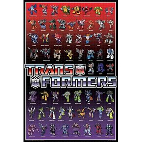 buyartforless The Transformers Cast 59 Characters 36x24 Art Print Poster Wall Decor Movie TV Series Science Fiction, Multicolor
