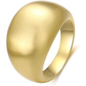 Gold Statement Rings for Women Gold Band Ring Fashion Design Gold Dome Finger Rings Non Tarnish Jewelry