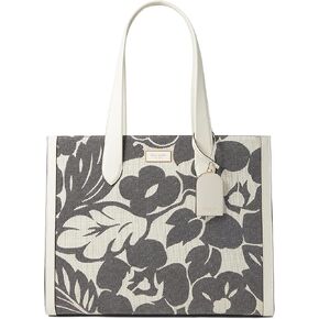 Kate Spade New York Manhattan Tropical Foliage Canvas Jacquard Over The Shoulder Tote, Black Multi