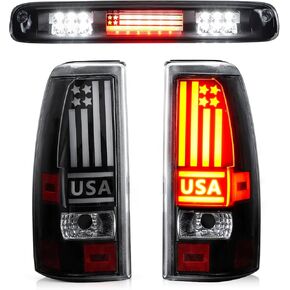 ضوء خلفي LED + طقم ضوء الفرامل الثالث مناسب لسيارة Chevy Silverado 1500 2500 HD 1999-2002، لسيارة GMC Sierra 1500 2500 HD Fleetside 1999-2003، المصابيح الخلفية وإضاءة إيقاف التثبيت العالية، 3 قطع، عدسات دخان in Kuwait