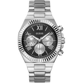 GUESS Silver-Tone and Black Multifunction Watch