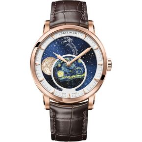 AGELOCER Luxury Automatic Mechanical Watch, Original Men Watch with 3D Moon Phase Watch Dial Tourbillon Skeleton Stainless Steel Men's Wrist Watch