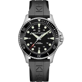 Hamilton Watch Khaki Navy Scuba Auto | Swiss Made | 43mm Stainless Steel Case | Black Dial Analog Watch | Black Rubber Strap (Model: H82515330)