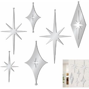 6 Pcs Iron Star Wall Decor Black Starburst Metal Wall Art Mid Century Modern Wall Decorations Atomic Stars Wall Hangings Rustic Indoor Outdoor Wall Accents Metal Art Sculptures for Living Room Bedroom
