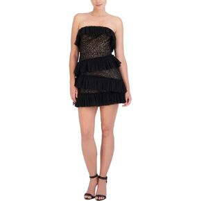 BCBG Sequin Lace & Pleated Iba Tulle Black 2