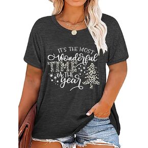 Plus Size Christmas Tshirt Womens Buffalo Plaid Merry Christmas Graphic tee Leopard Plaid Xmas Tree Short Sleeve