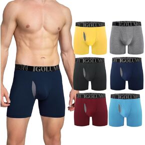 IGOLUMON Men’s Underwear Boxer Briefs 6-Pack Breathable Bamboo Rayon Soft Boxer for Men with Fly Underwear Trunks