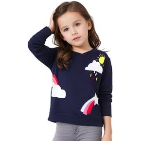 Cotton Toddler Girls Crewneck Sweatshirts, Fall Spring Christmas Clothes Kids Cute Pullover Long Sleeve Tops Shirts