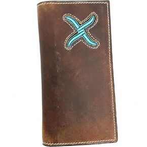Twisted X Rodeo Distressed Brown and Turquoise Wallet (XRC-21), Large