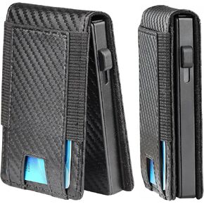 Ridge Wallets for Men,Slim Minimalist Leather Wallets,Front Pocket with ID Window,RFID Blocking, Bifold Money Clip, Small Thin Credit Card Holder,Gift Box,Pop Up Case