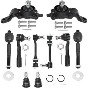 10 Pcs Front Suspension Kits Upper Lower ball Joints Tie Rod Sway Bar End Links, 2004 2005 2006 2007 for Toyota Sequoia/Tundra, K80522 K80521 ES80381 ES80382 EV800444 K90680 K90255