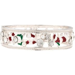 Madison Tyler Christmas Red and Silver Rhinestone Hinge Bracelet for Women | Rhinestone Light Weight | Hypoallergenic Bracelet | Holiday Christmas Party Gifts for Girls