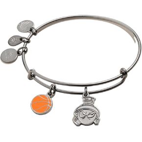 Alex and Ani AS21EBSJ04RTH,Space Jam Marvin the Martian Duo Charm Expandable Bangle Bracelet,Midnight Silver,Orange, Bracelets