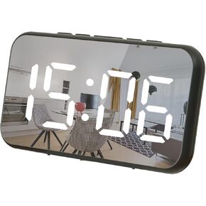 Digital Alarm Clock, LED Clock with Snooze Function, Digital Clock for Bedroom, Adjust Brightness, 12/24Hr & Temperature