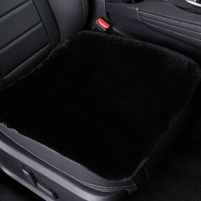 FL Fuzzy Fluffy Faux Fur Car Seat Cover, Chair Seat Cushion for Automotive Car Truck Accessorie Pad Mat, 1 Seats (Black, Seat Cover)