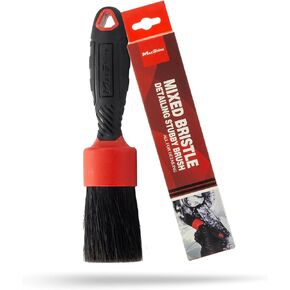 Maxshine Stubby Boar Hair Detailing Brush - Premium Detail Brush with 100% Natural Boar Hair Mixed Fiber for Auto Detailing, Wheels, Engine, Interior, Air Vents Cleaning - Bestselling Tool - Red