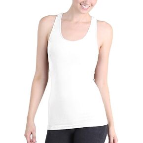NIKIBIKI Women Seamless Plain Jersey Smooth Racerback Tank Top, Made in U.S.A, One Size