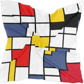 Women's Square Silk Hair Scarves and Wraps Headscarf Geometric Abstract Head Neck Scarf Bandana 24inch