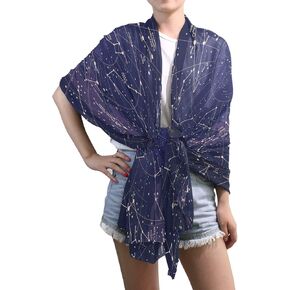 ZOEO Galaxy Shawl Wrap Womens Elegant 12 Constellation Universe Stars Large Chiffon Scarf Lightweight for Dresses Mothers Day
